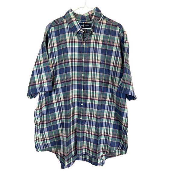 Ralph Lauren Plaid Shirt 2XL Blue Preppy Blake Resort Classic Colorful Festive - Picture 1 of 13